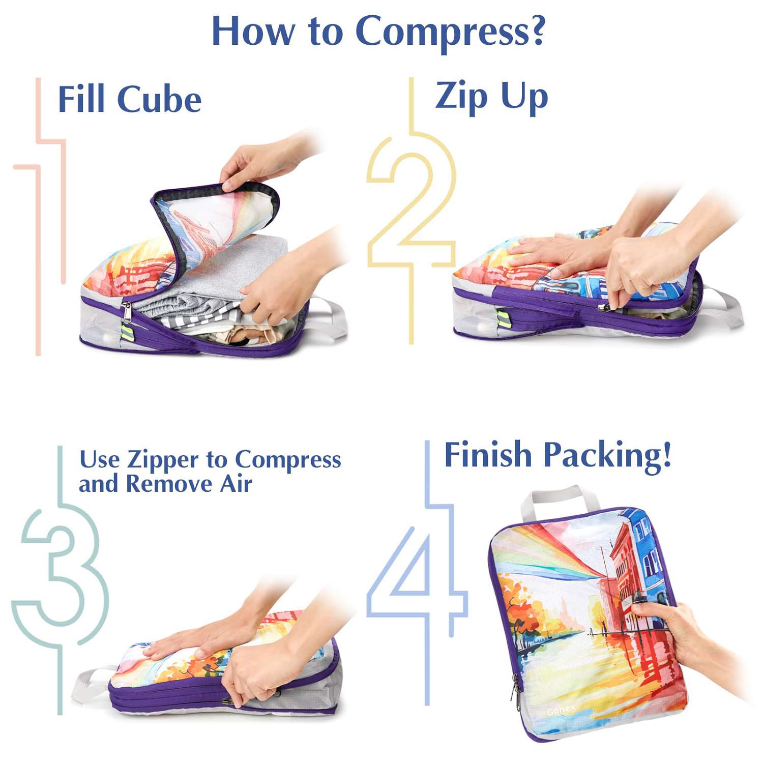 gonex-rainbow-compression-packing-cubes-4-piece-set image 6