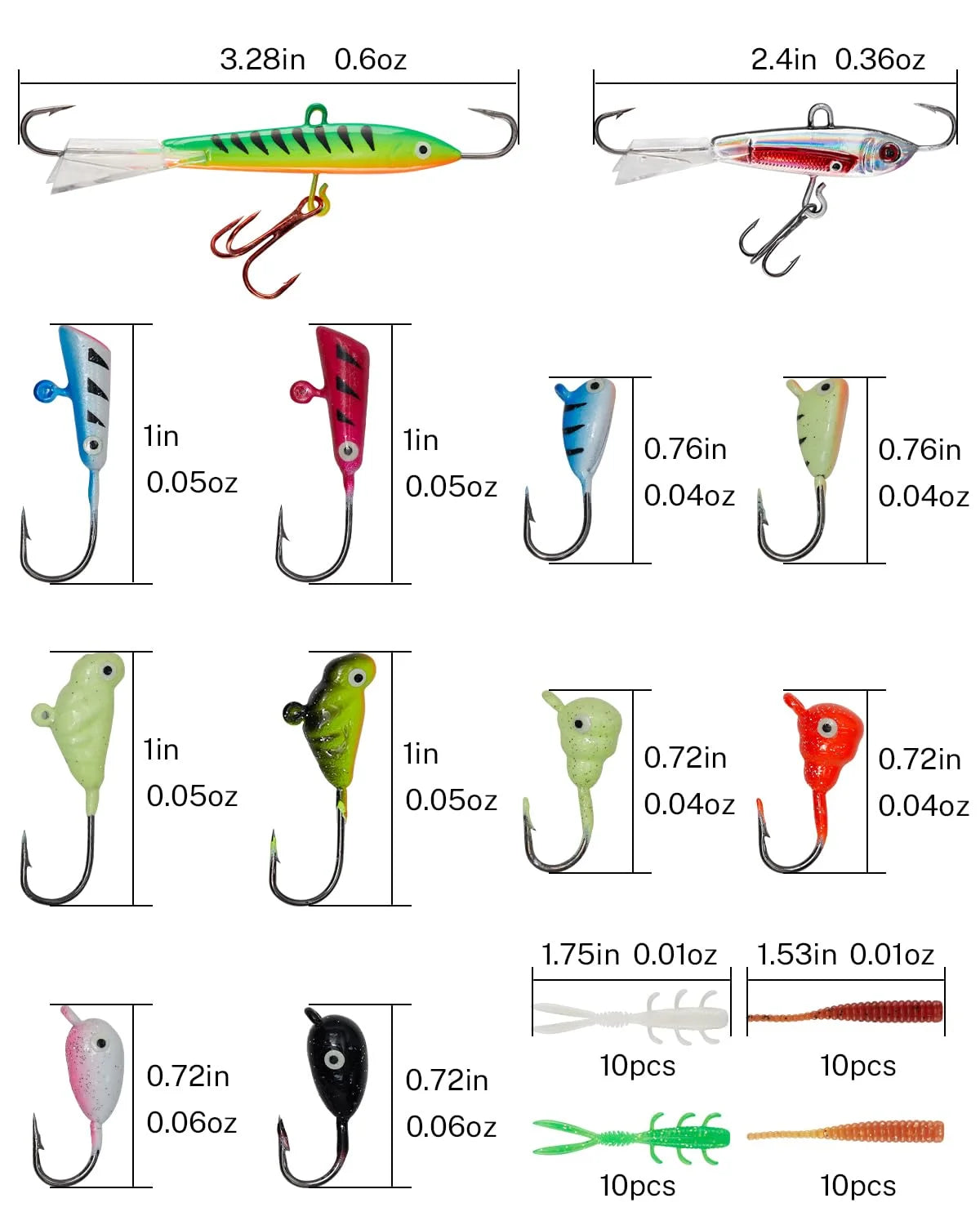 gonex-ice-fishing-rod-reel-combo-with-52-glow-in-the-dark-jigs image 3