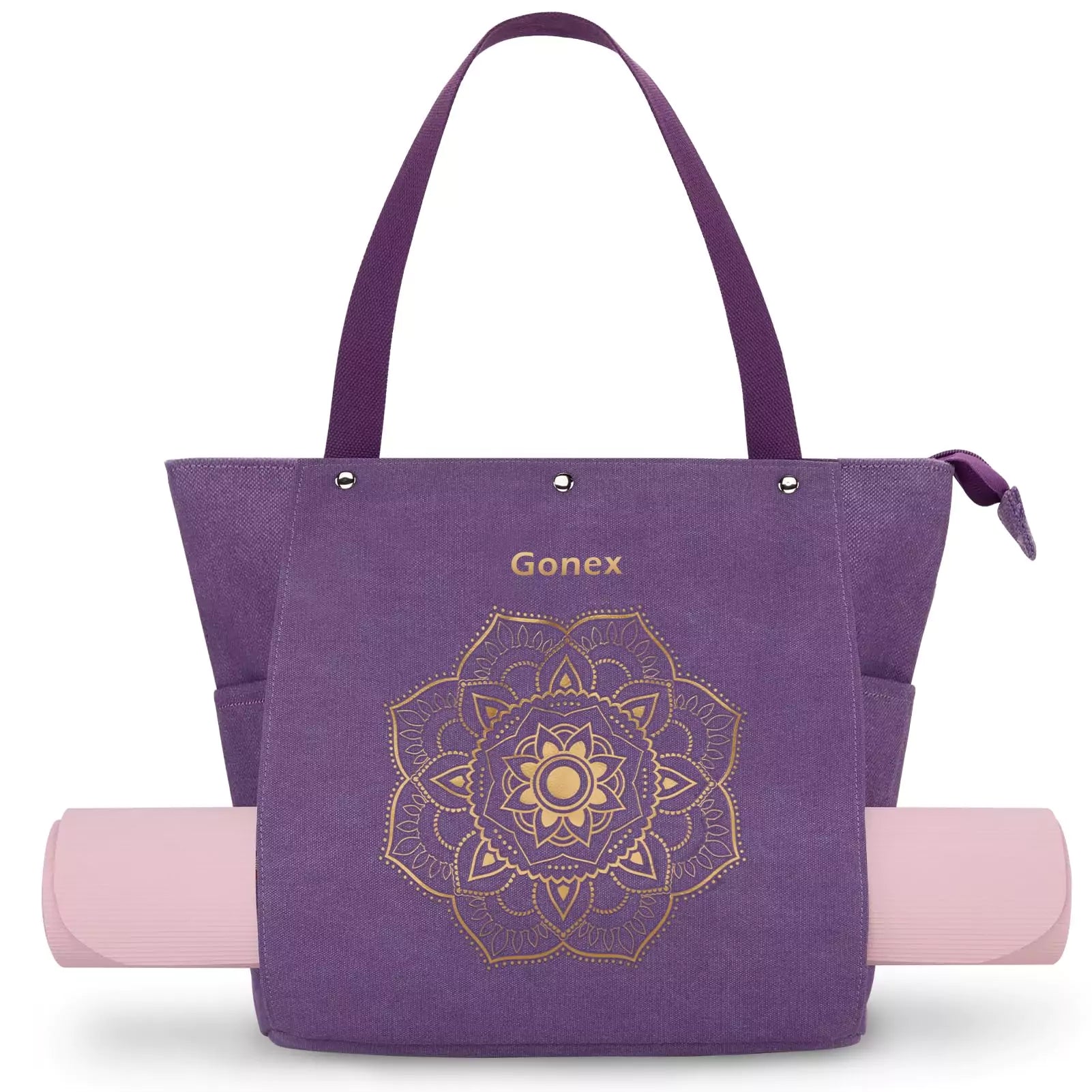 gonex-canvas-yoga-mat-bag-large-fold-out-front-pocket-20x13x5-1-inches-fits-72-m image 2