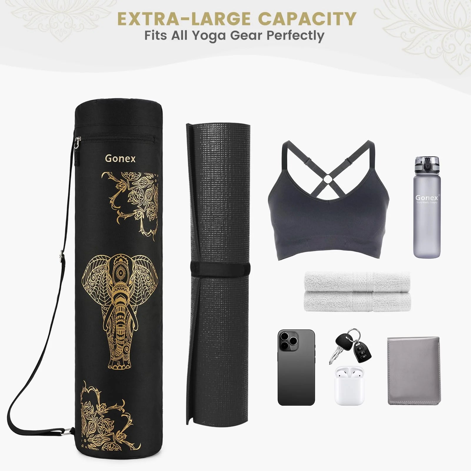 gonex-yoga-mat-bag-elephant-600d-oxford-cloth-water-resistant image 6