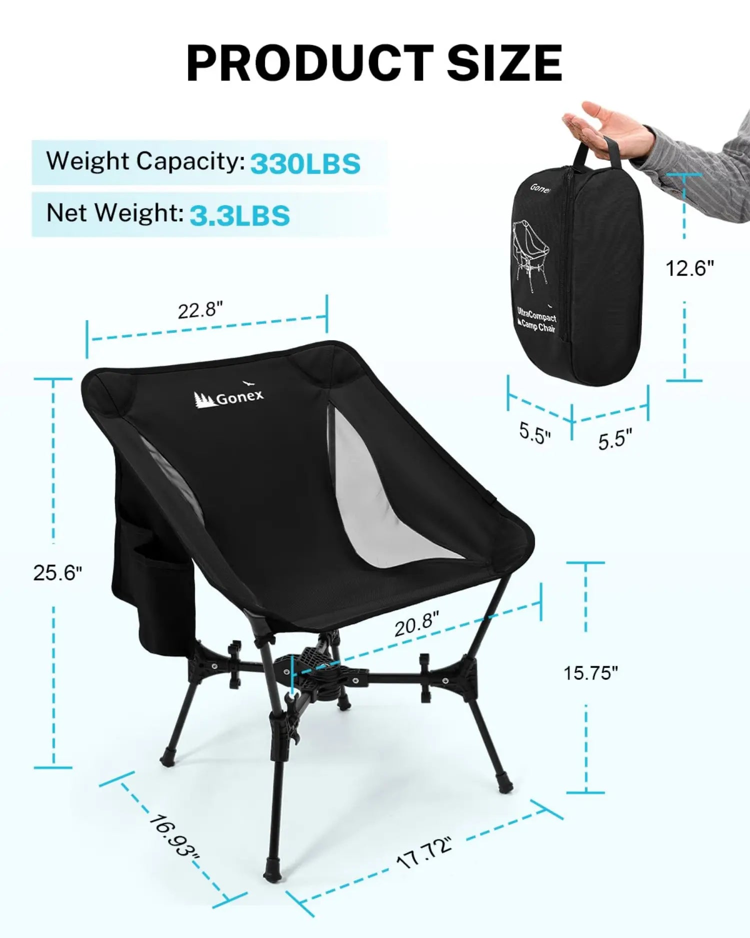 gonex-portable-camping-chair-x-frame-stability-330-lbs-capacity-featherlight-3-3 image 2
