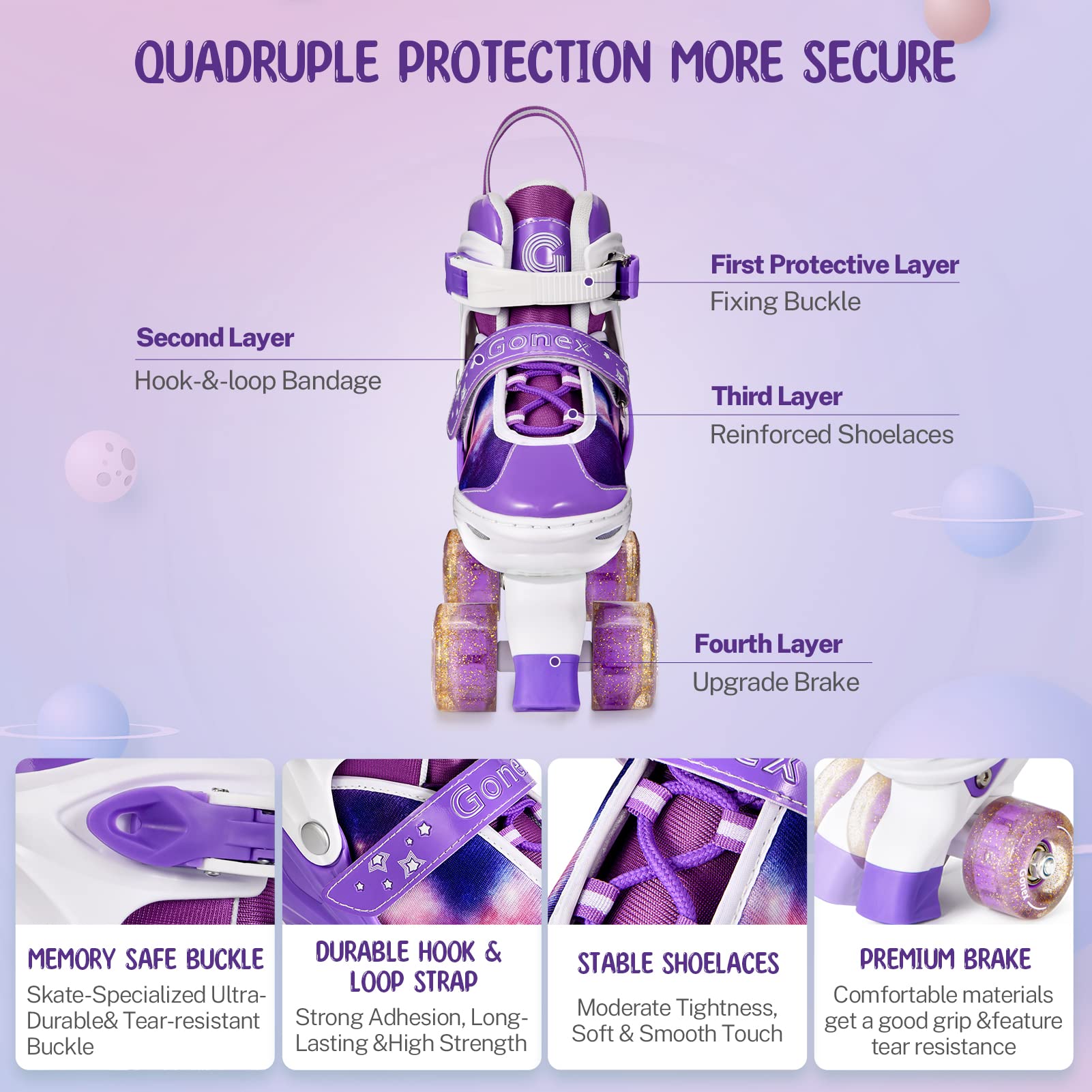 gonex-adjustable-light-up-roller-skates-for-kids-sizes-s-m-l image 2