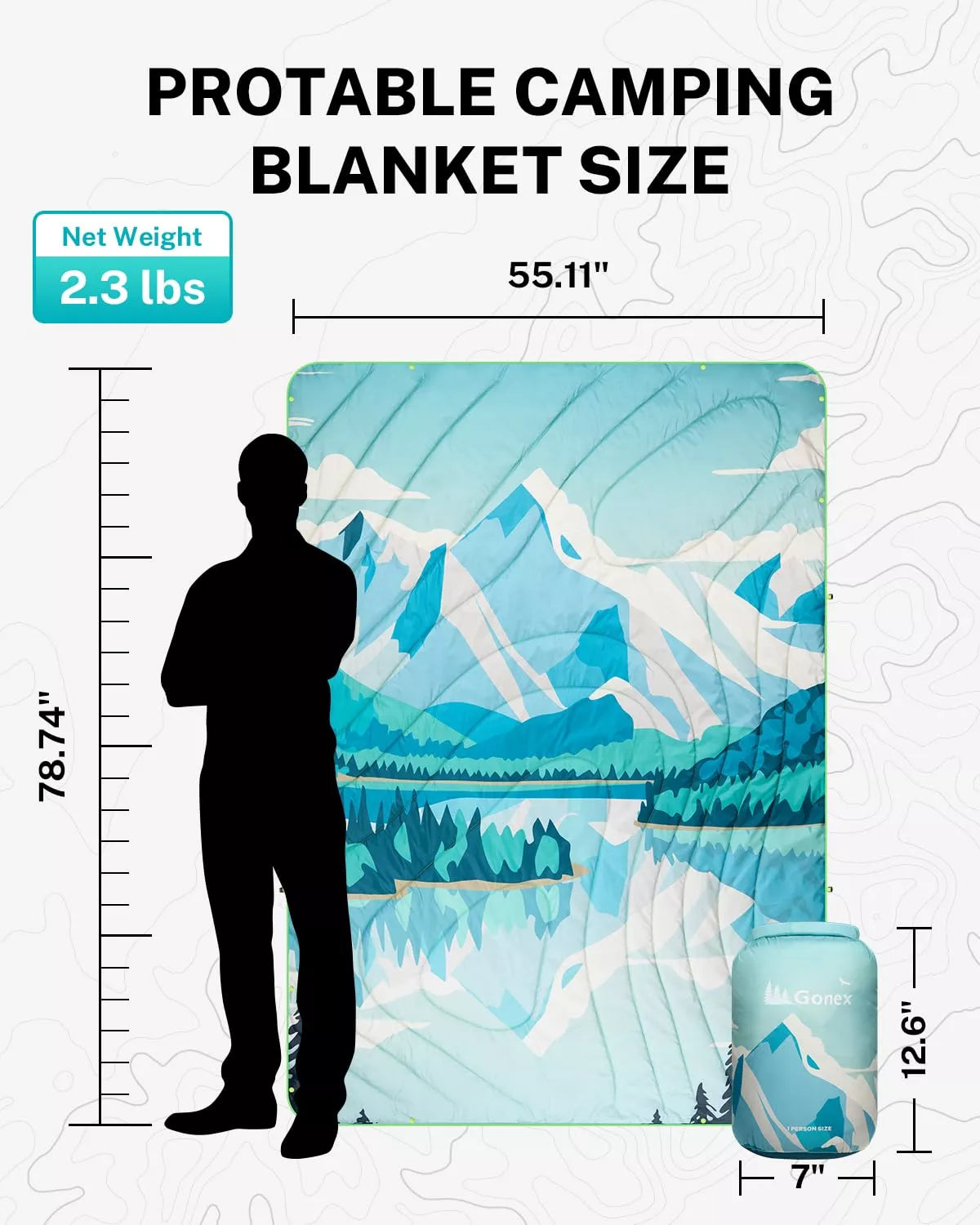 gonex-iceberg-puffy-printed-outdoor-camping-blanket-79-x-55 image 5
