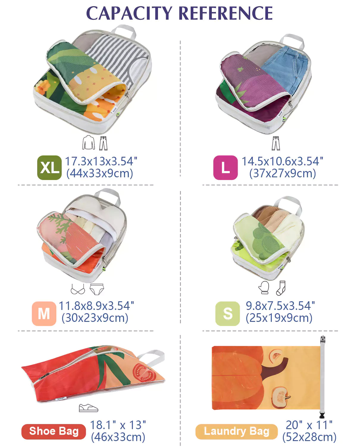 gonex-veggie-compression-packing-cubes-set-space-saving-cute-prints-dual-zipper- image 4