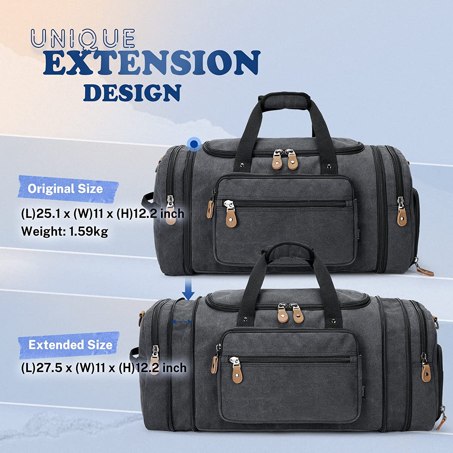 gonex-60l-canvas-duffle-bag-with-shoe-compartment image 6