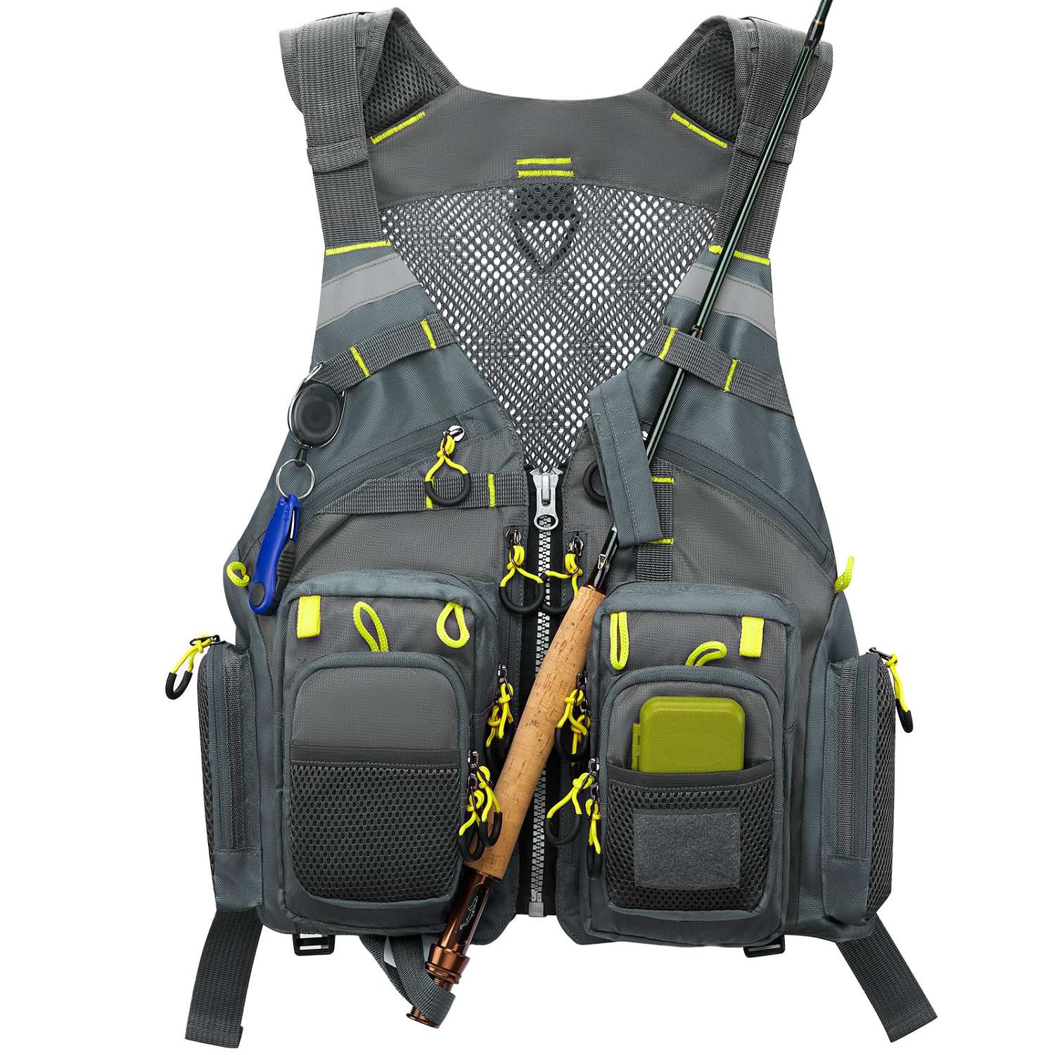 gonex-fly-fishing-vest-with-multiple-pockets-and-d-rings-adjustable-fit image 2