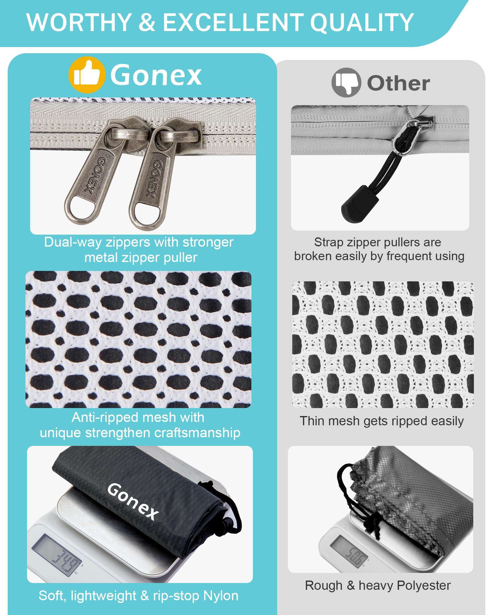 gonex-compression-packing-cubes-with-mesh-top-6-piece-set image 7