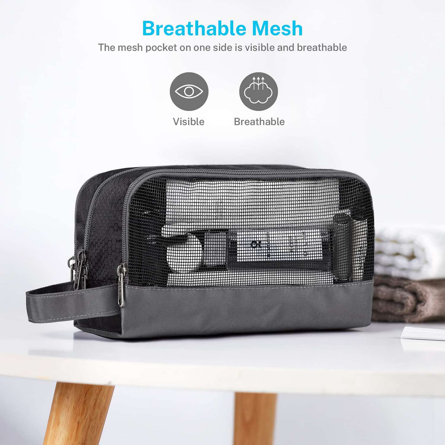 gonex-travel-toiletry-bag-water-resistant-nylon-dopp-kit-with-organized-compartm image 4