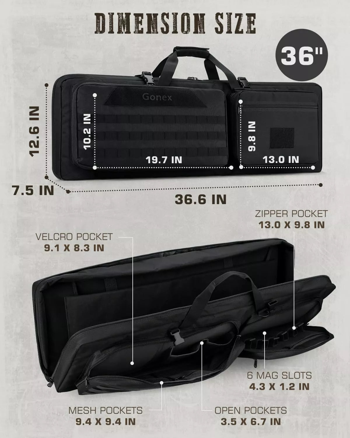 gonex-36-double-tactical-rifle-case-padded-rifle-bag-for-two-scoped-rifles image 5