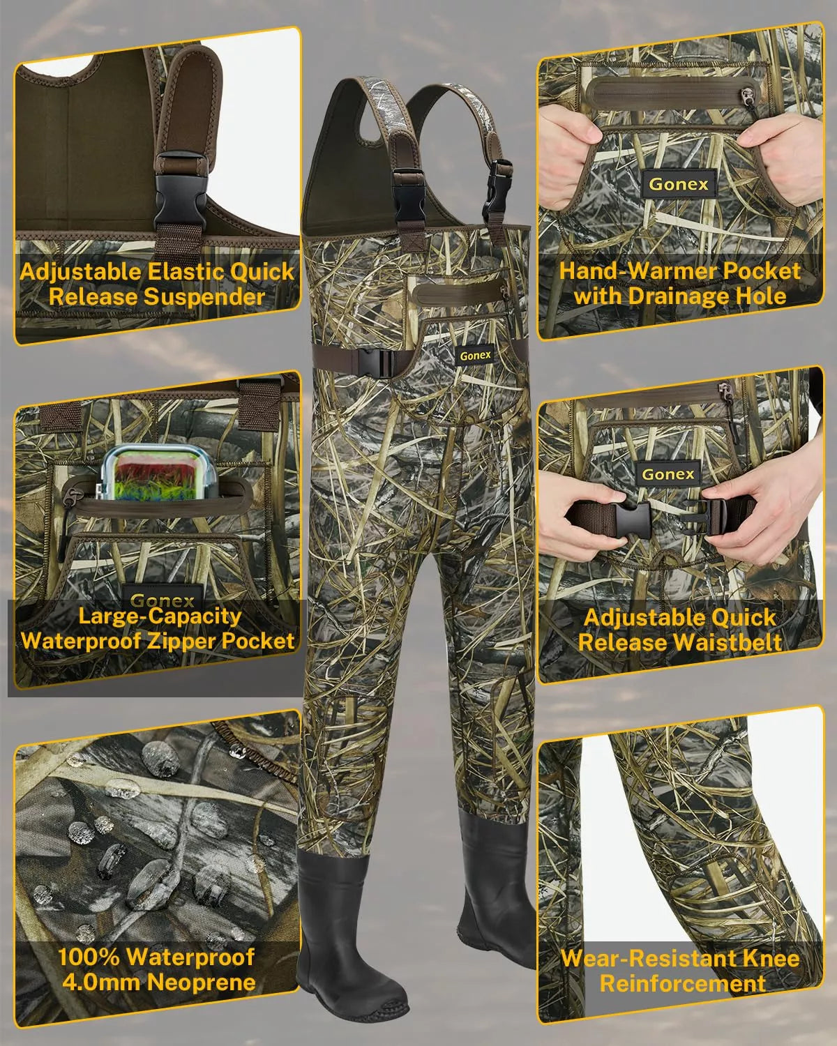 gonex-neoprene-chest-waders-with-boots-for-kids image 2