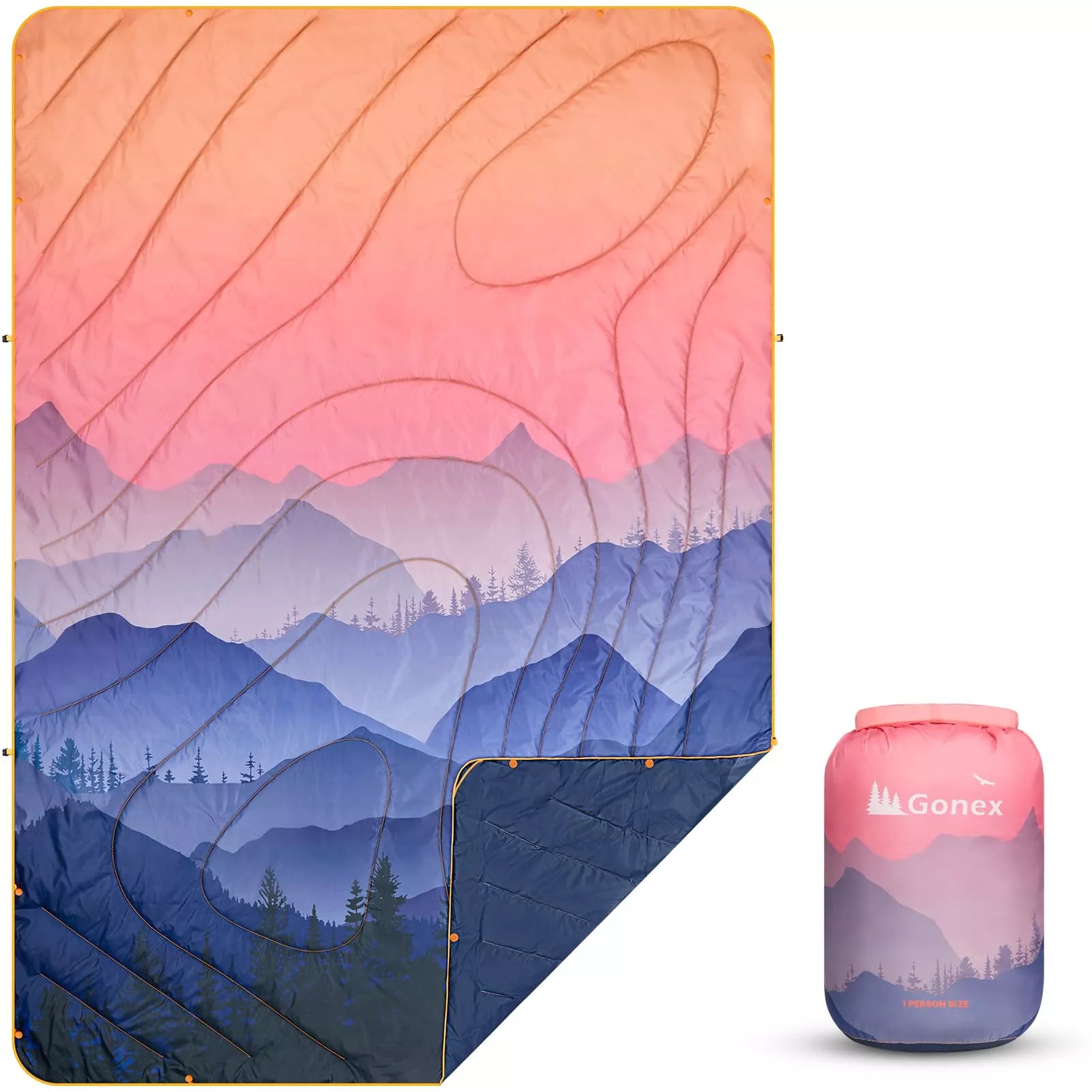 gonex-sunset-puffy-printed-outdoor-camping-blanket-79-x-55 image 1