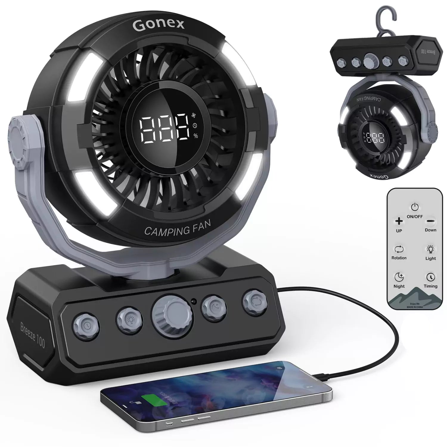 gonex-portable-camping-fan-for-tent-rechargeable-with-20-000mah-power-bank image 1