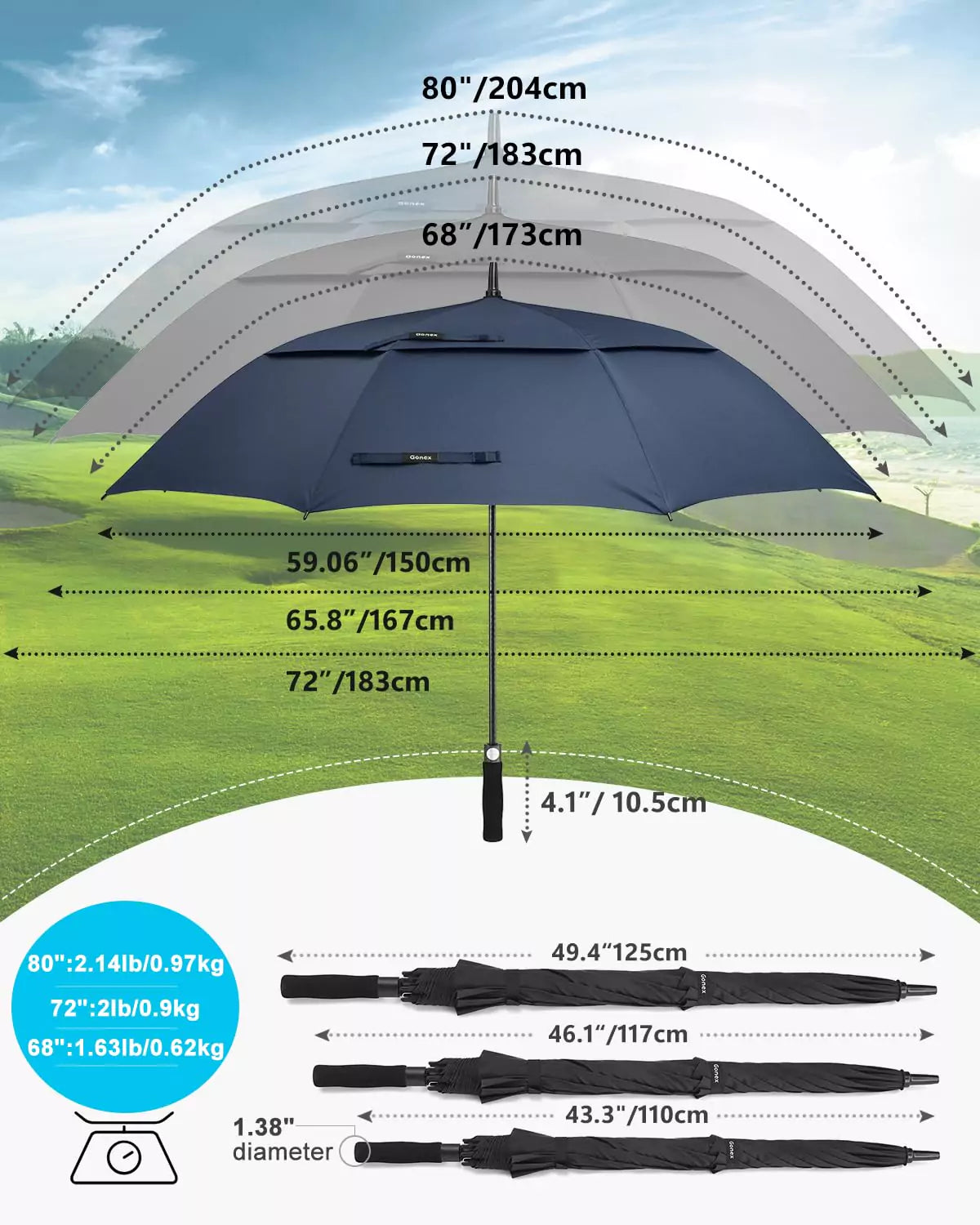 gonex-80-inch-extra-large-golf-umbrella-massive-6-foot-canopy-upf-50 image 2