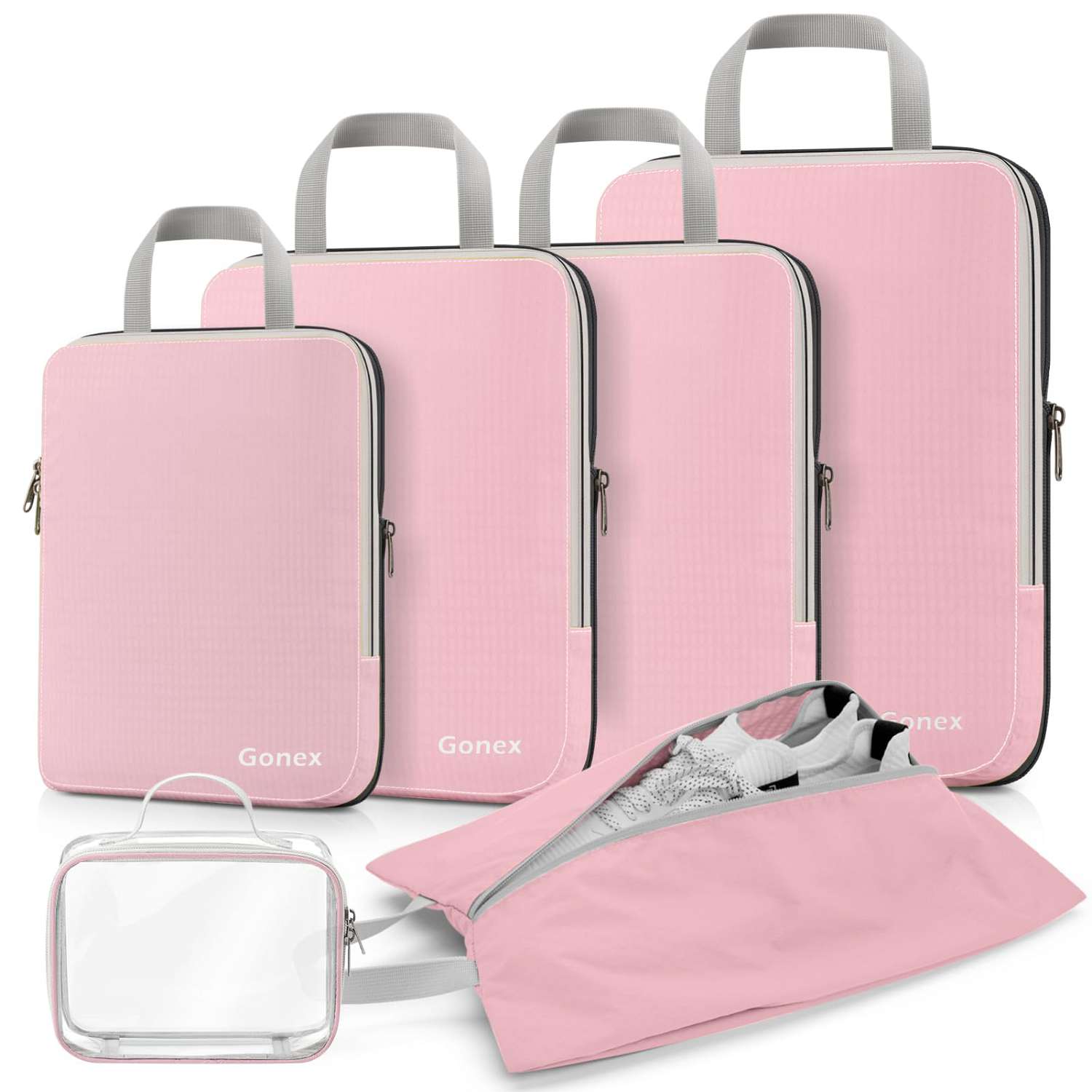 gonex-compression-packing-cubes-6-piece-set-with-clear-toiletry-bag-space-saving image 3