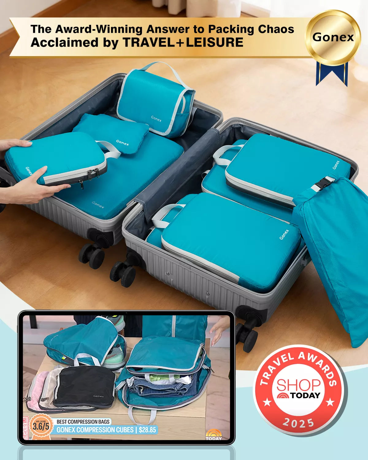 gonex-compression-packing-cubes-set-10-pcs-with-shoe-bag-laundry-bag-hanging-toi image 7