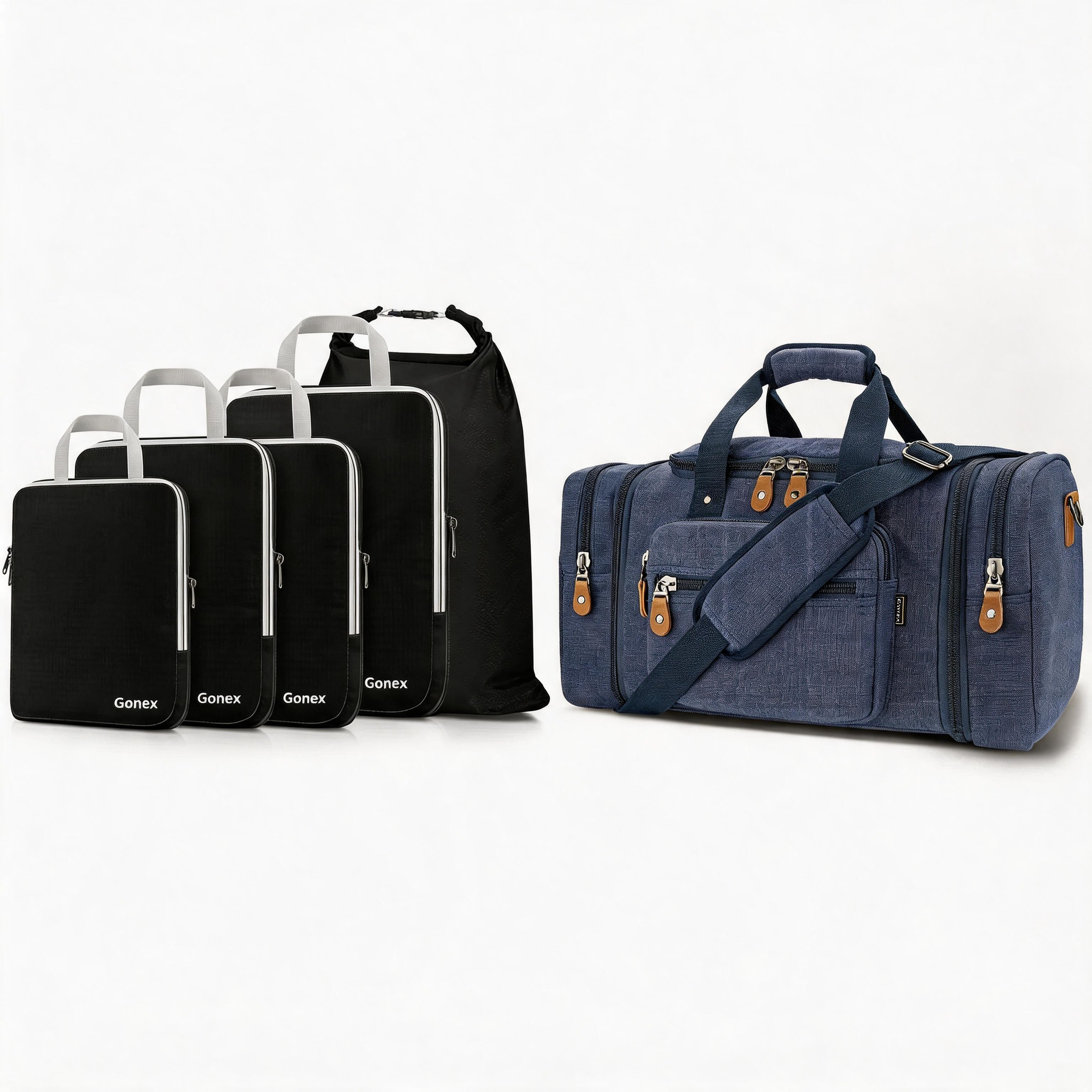 gonex-business-travel-2-piece-set-50l-canvas-duffle-with-5-piece-packing-cube-se image 3