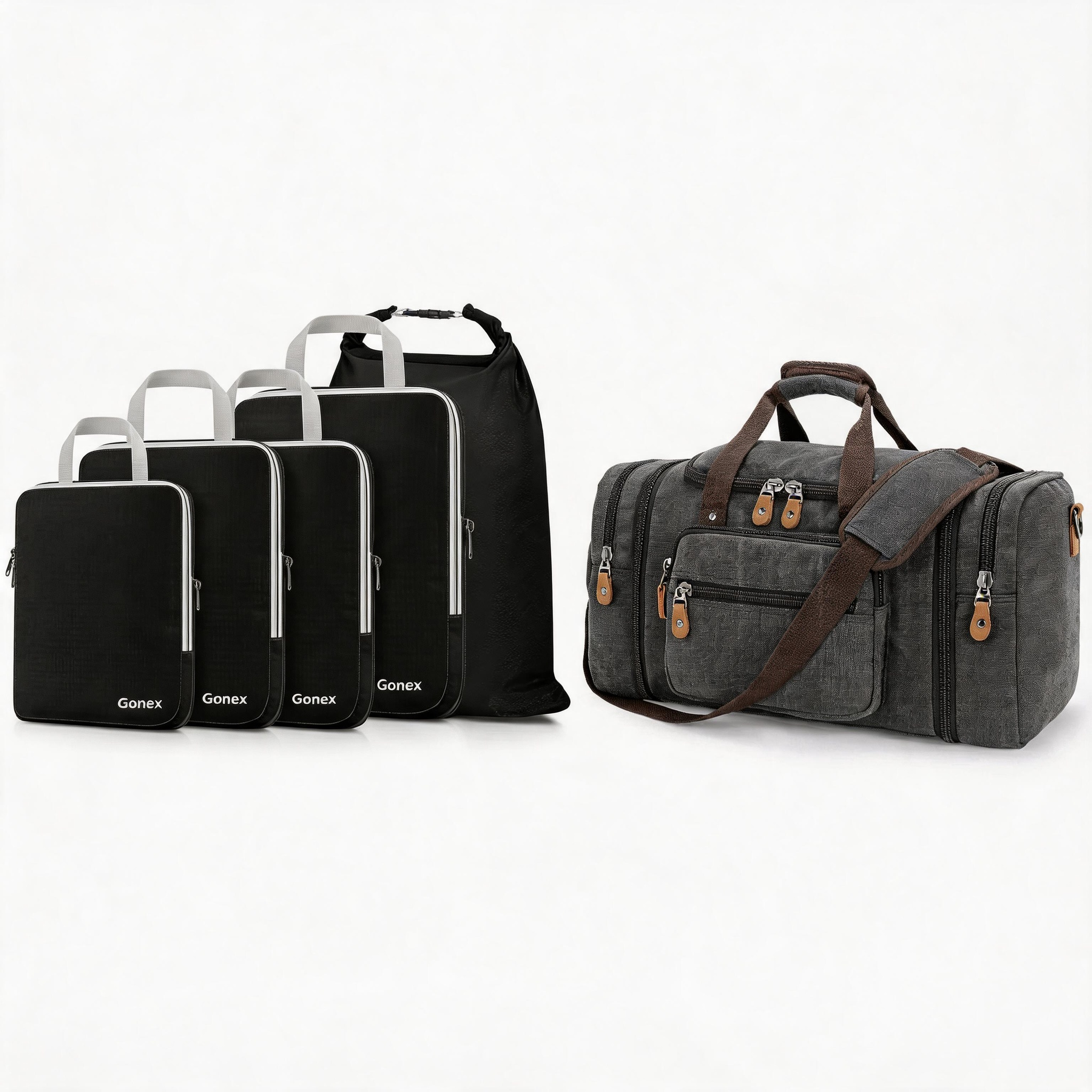 gonex-business-travel-2-piece-set-50l-canvas-duffle-with-5-piece-packing-cube-se image 1