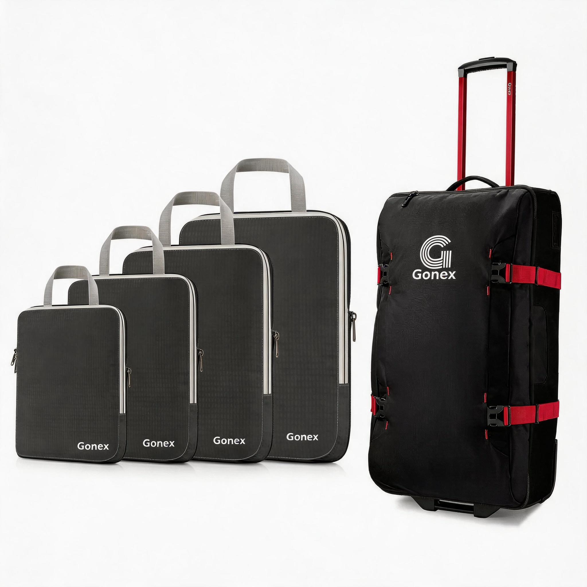 gonex-long-haul-flight-2-piece-set-30-rolling-duffle-4-piece-compression-cubes image 1