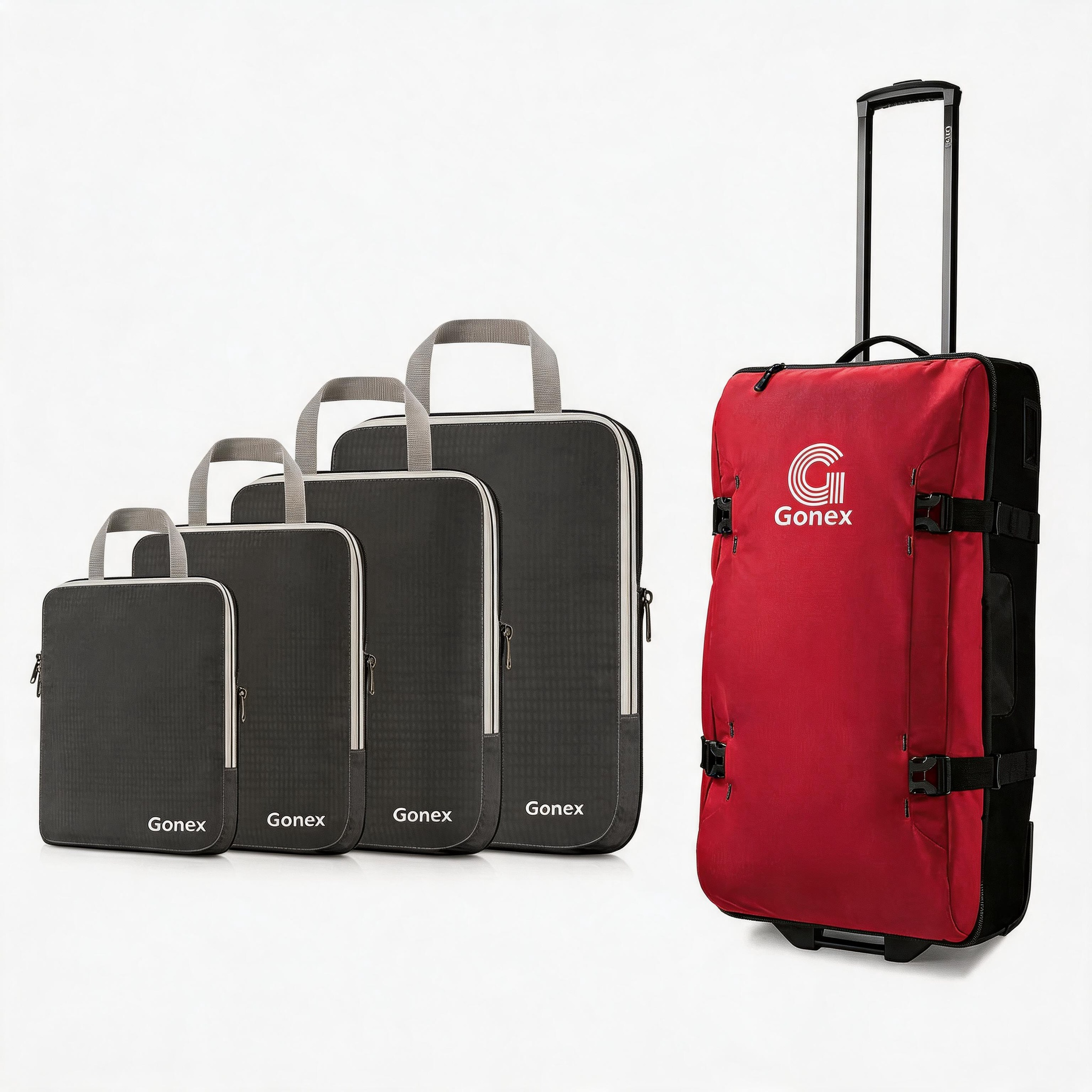 gonex-long-haul-flight-2-piece-set-30-rolling-duffle-4-piece-compression-cubes image 5