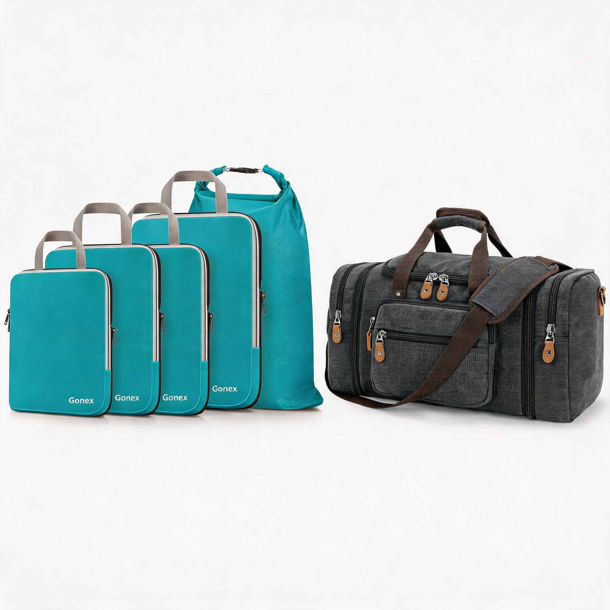 gonex-business-travel-2-piece-set-50l-canvas-duffle-with-5-piece-packing-cube-se image 2