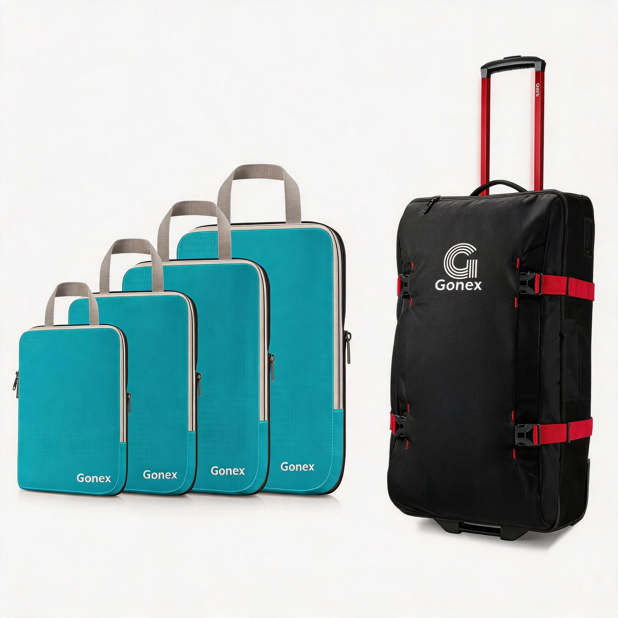 gonex-long-haul-flight-2-piece-set-30-rolling-duffle-4-piece-compression-cubes image 2