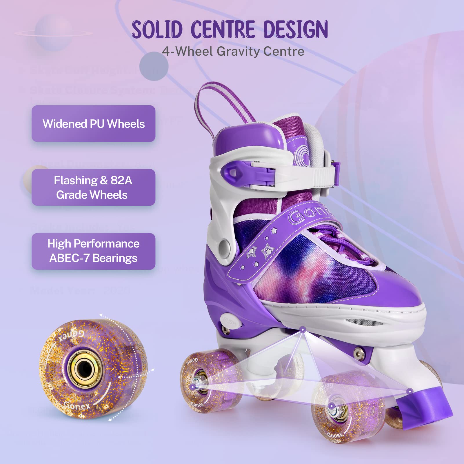 gonex-adjustable-light-up-roller-skates-for-kids-sizes-s-m-l image 3