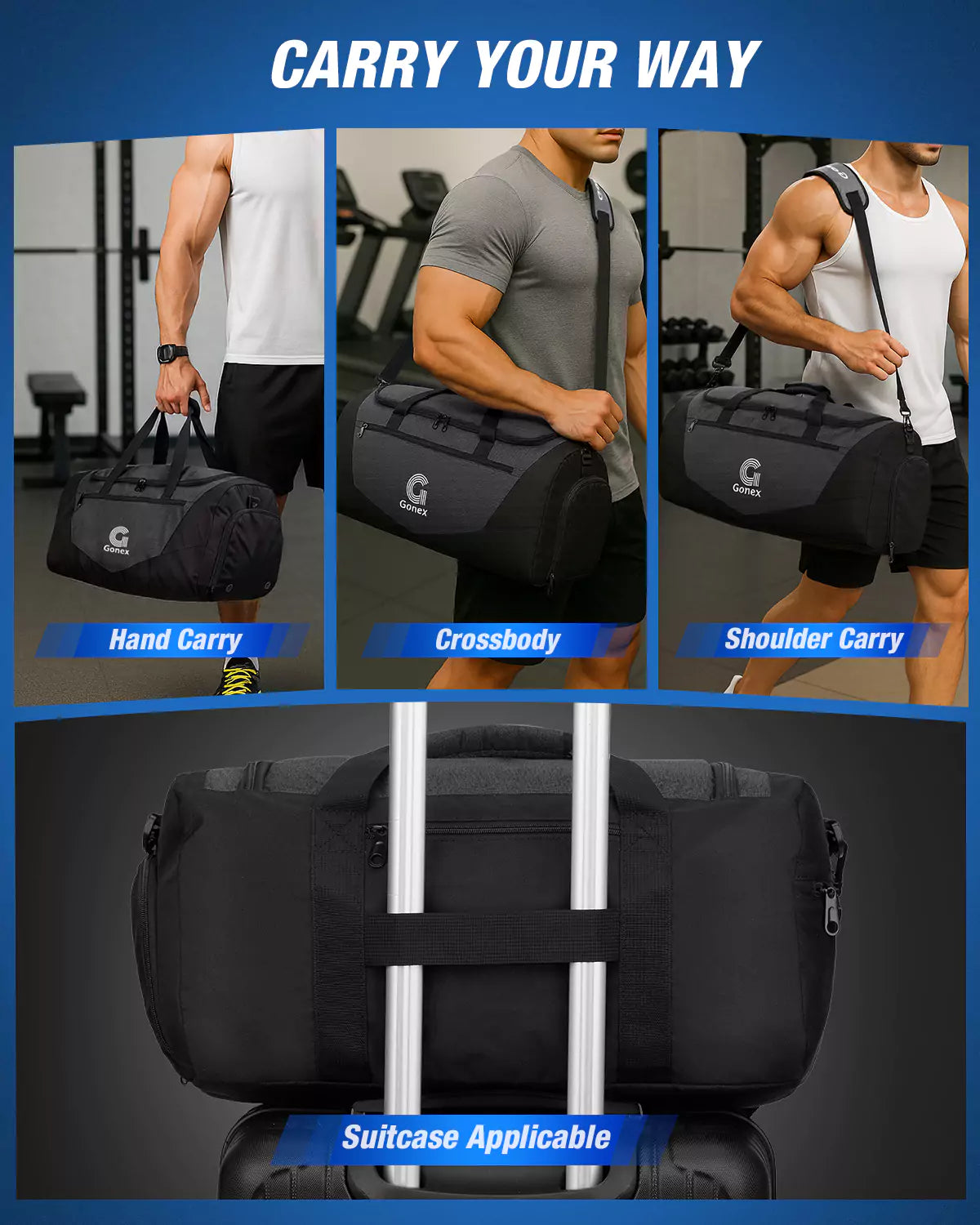gonex-30l-sports-gym-duffle-bag-with-shoe-compartment-carry-on-size image 5