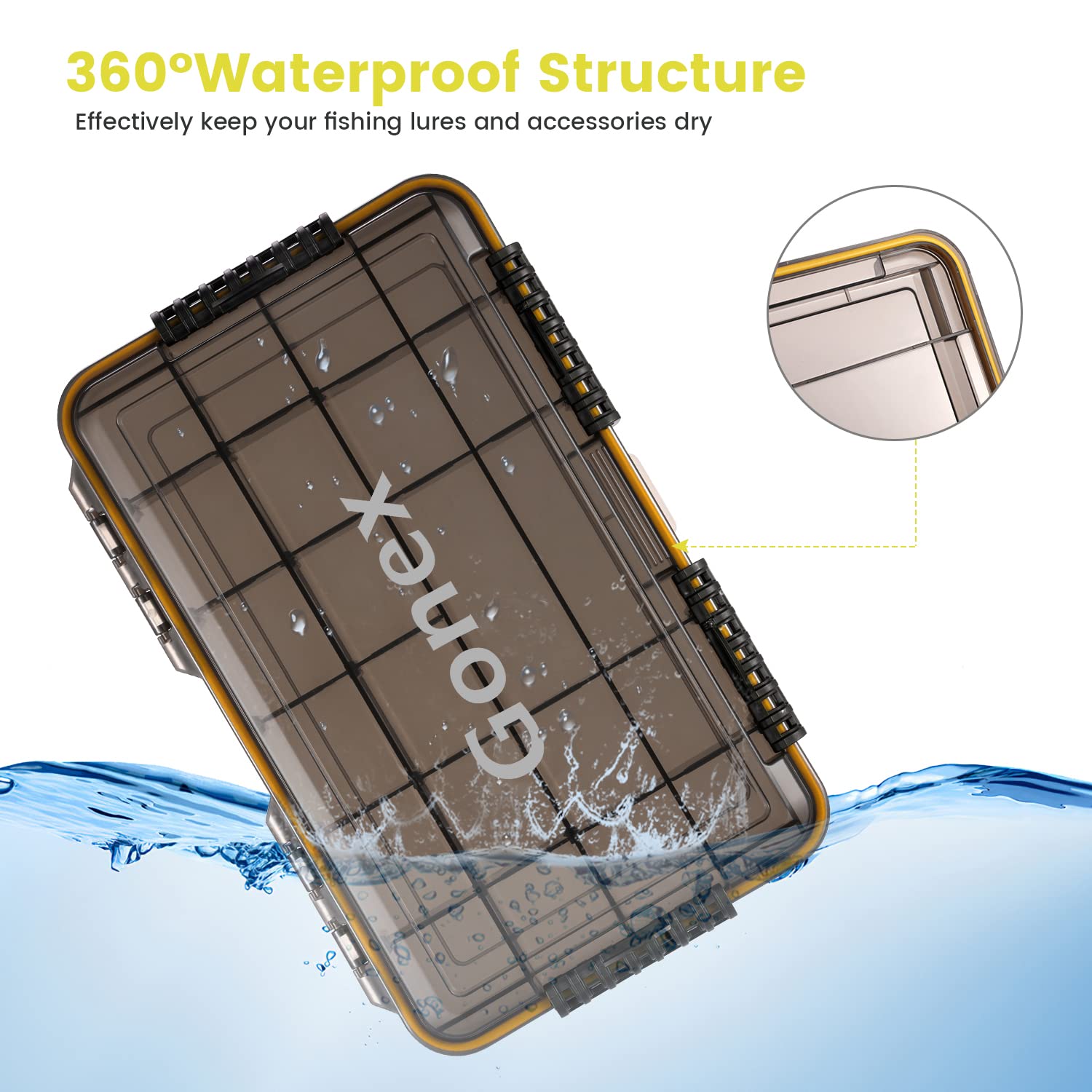 gonex-3700-waterproof-tackle-box-sealed-lid-with-cam-action-latches-for-lure-hoo image 4