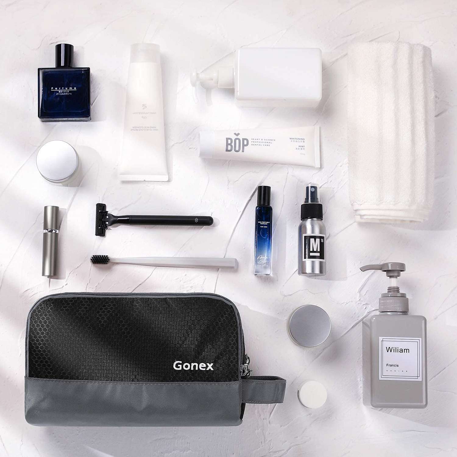 gonex-travel-toiletry-bag-water-resistant-nylon-dopp-kit-with-organized-compartm image 6