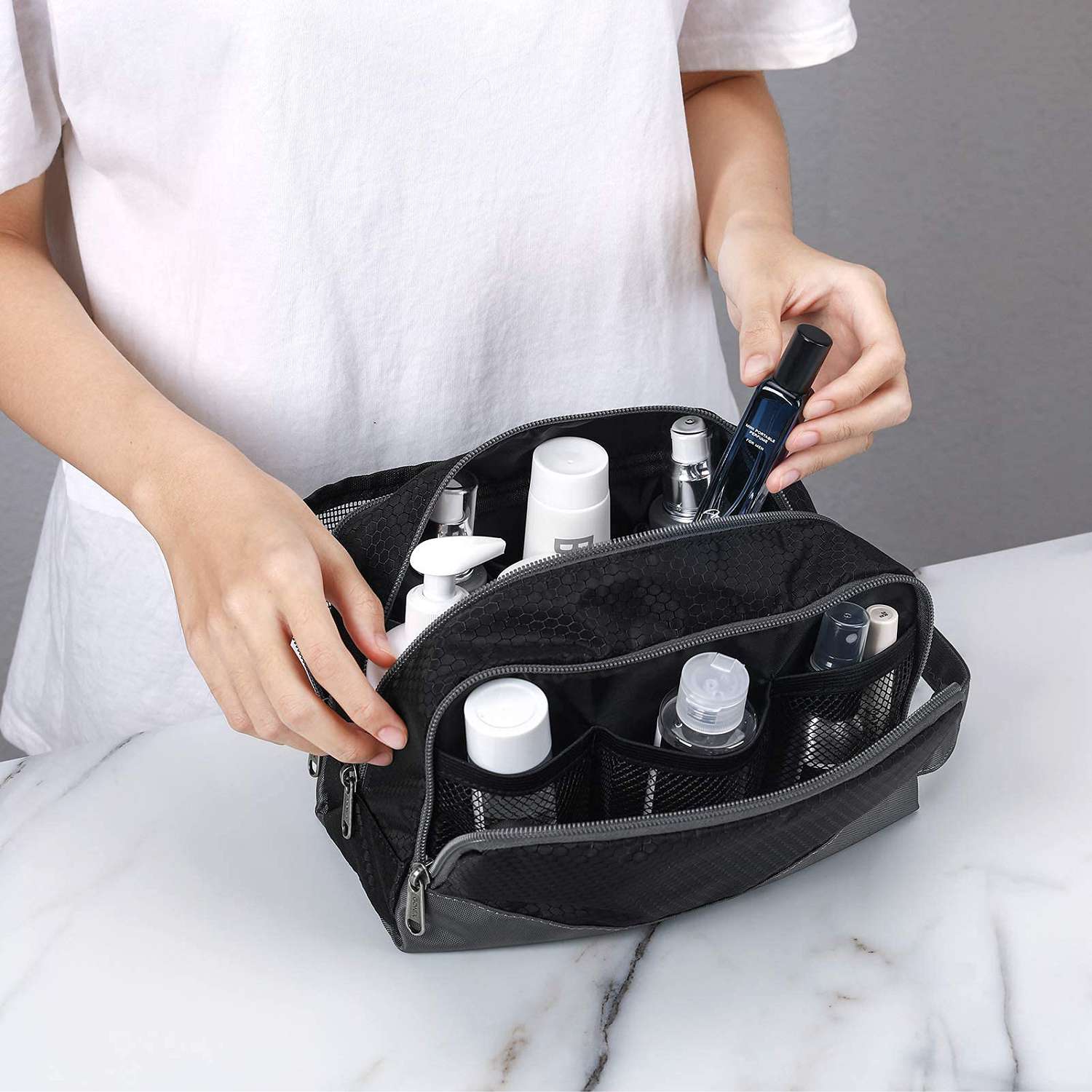 gonex-travel-toiletry-bag-water-resistant-nylon-dopp-kit-with-organized-compartm image 5
