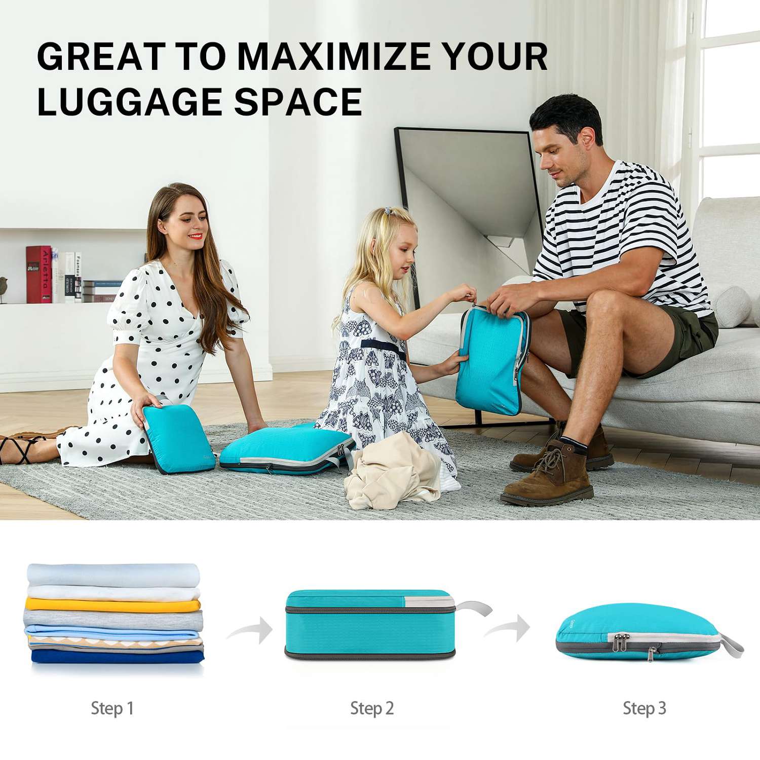 gonex-extensible-packing-cubes-3-piece-set-compression-rip-stop-nylon image 5