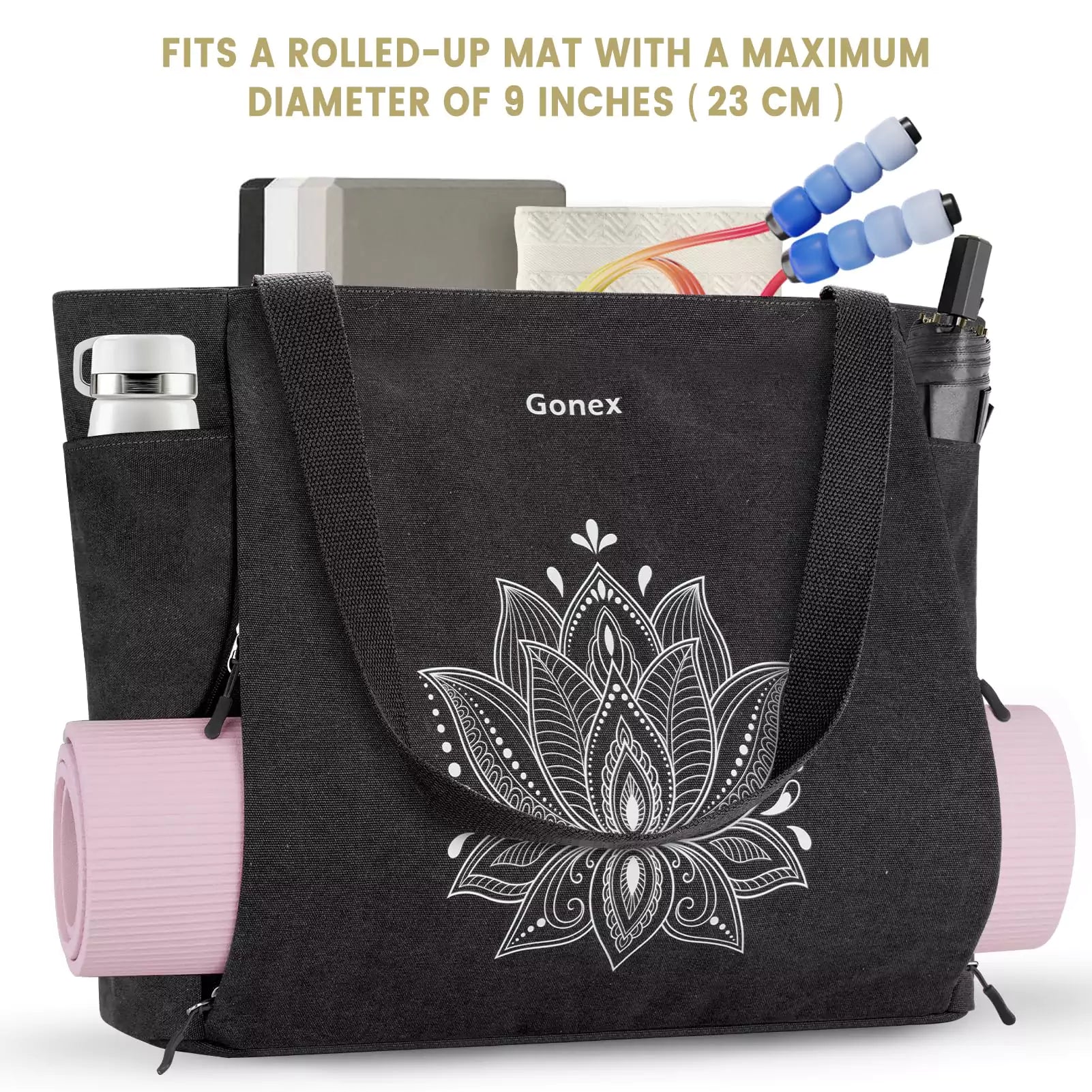 gonex-yoga-mat-bag-xl-full-zipper-multi-pocket-tote-for-yoga-mats-and-gear image 6