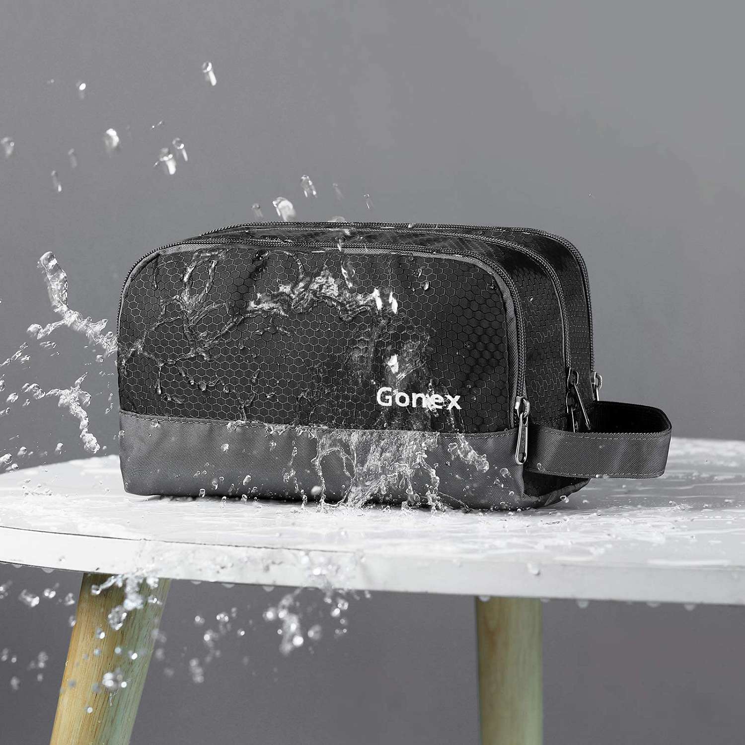 gonex-travel-toiletry-bag-water-resistant-nylon-dopp-kit-with-organized-compartm image 3