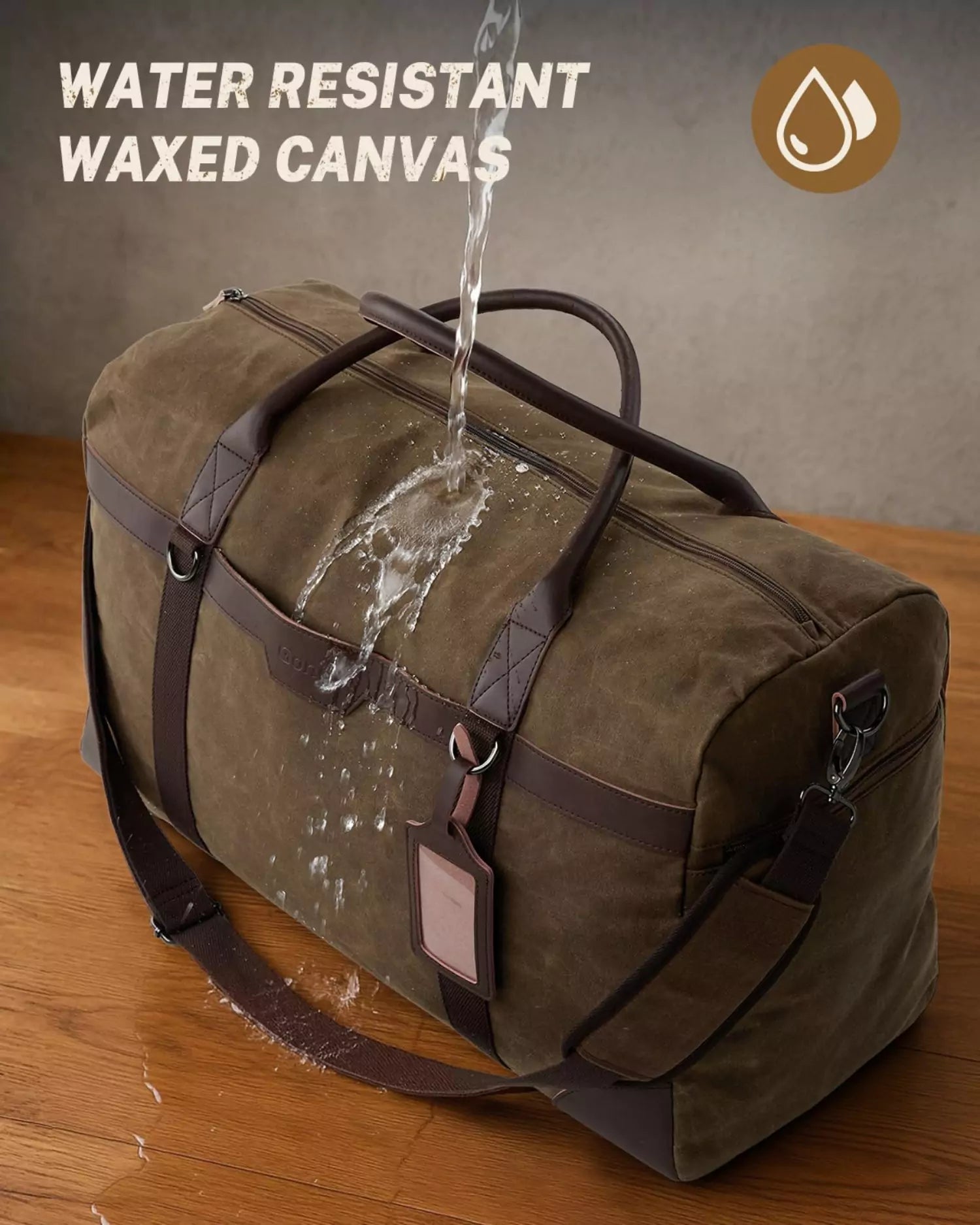 gonex-55l-waxed-canvas-duffle-bag-with-shoes-compartment image 2