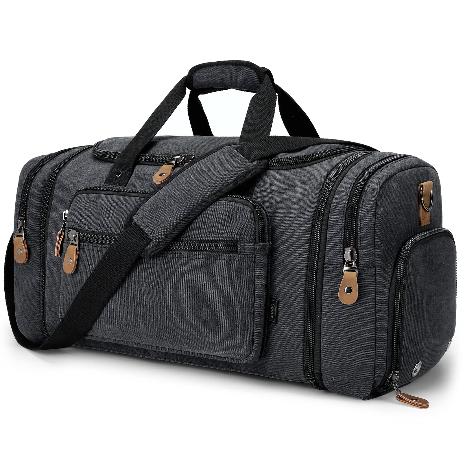 gonex-60l-canvas-duffle-bag-with-shoe-compartment image 1
