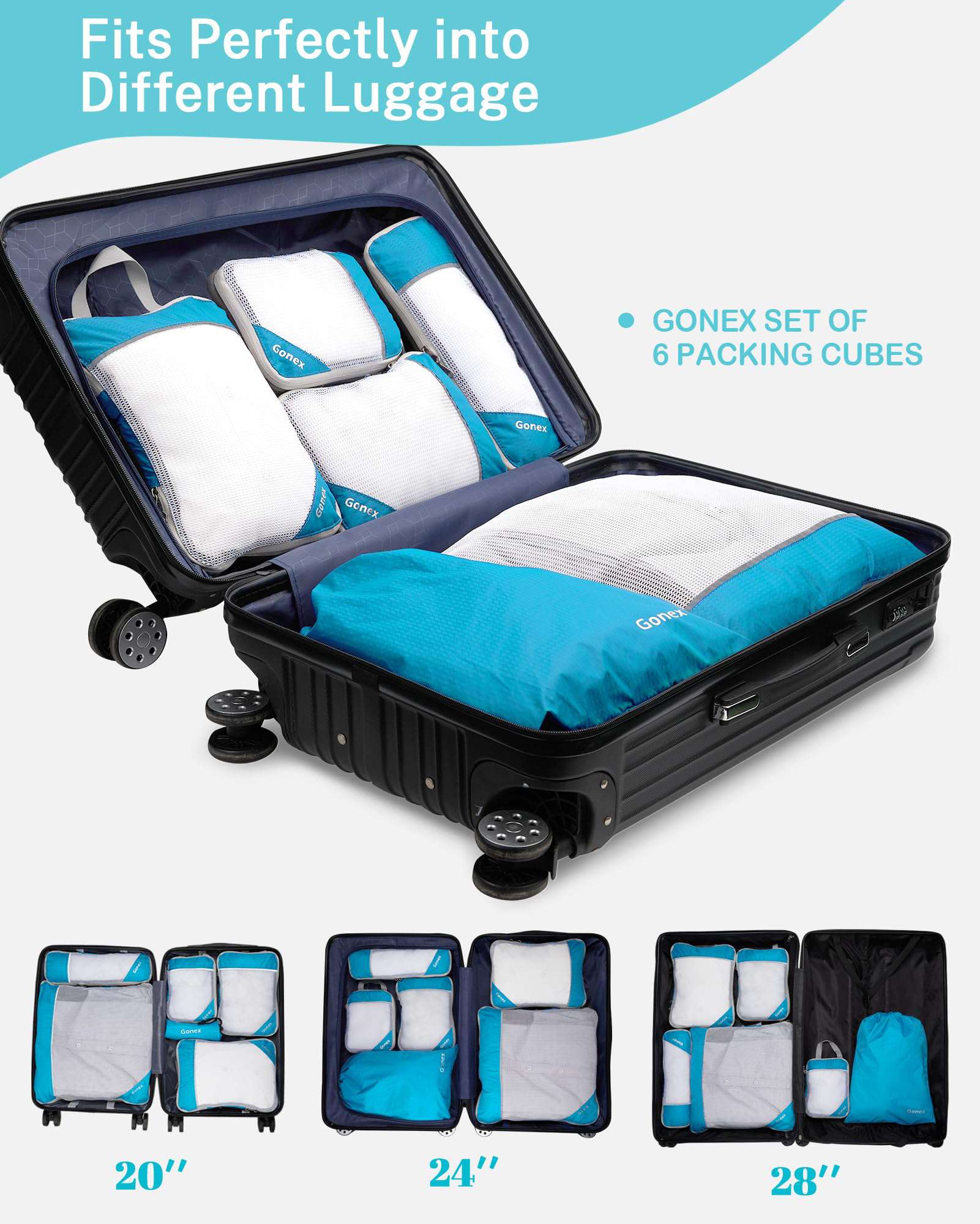 gonex-compression-packing-cubes-with-mesh-top-6-piece-set image 6