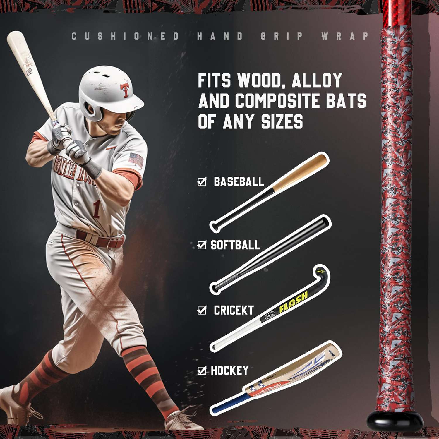 gonex-baseball-bat-grip-tape-red-black-graffiti-40-1-inches image 7