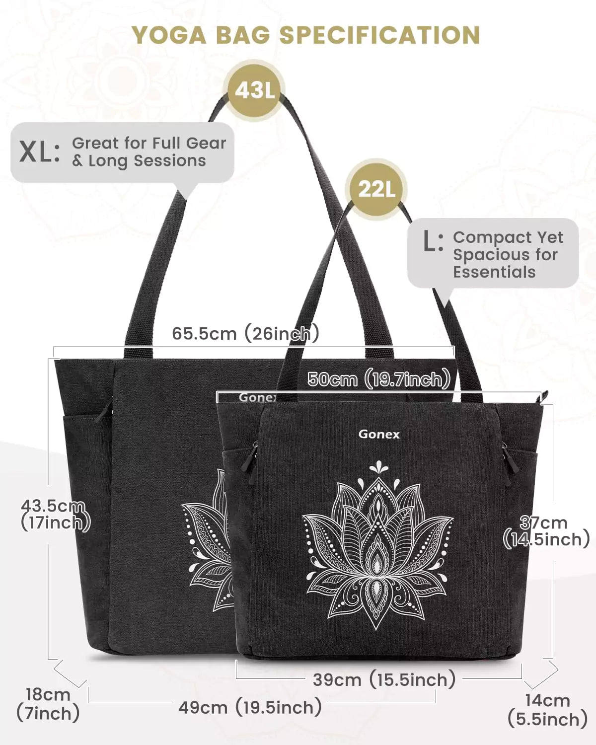 gonex-yoga-mat-bag-xl-full-zipper-multi-pocket-tote-for-yoga-mats-and-gear image 5