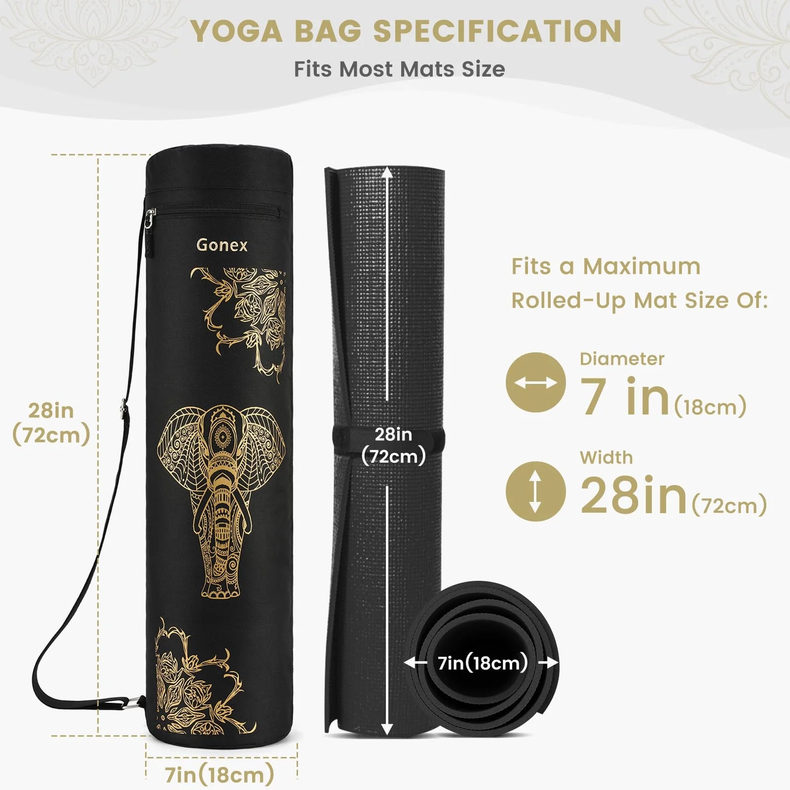 gonex-yoga-mat-bag-elephant-600d-oxford-cloth-water-resistant image 4