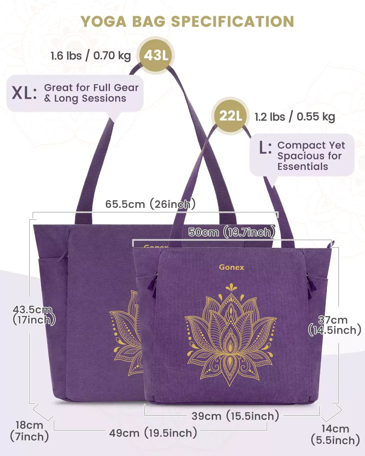 gonex-large-yoga-mat-bag-with-full-zipper-quick-access-mat-compartment-fits-6mm- image 5