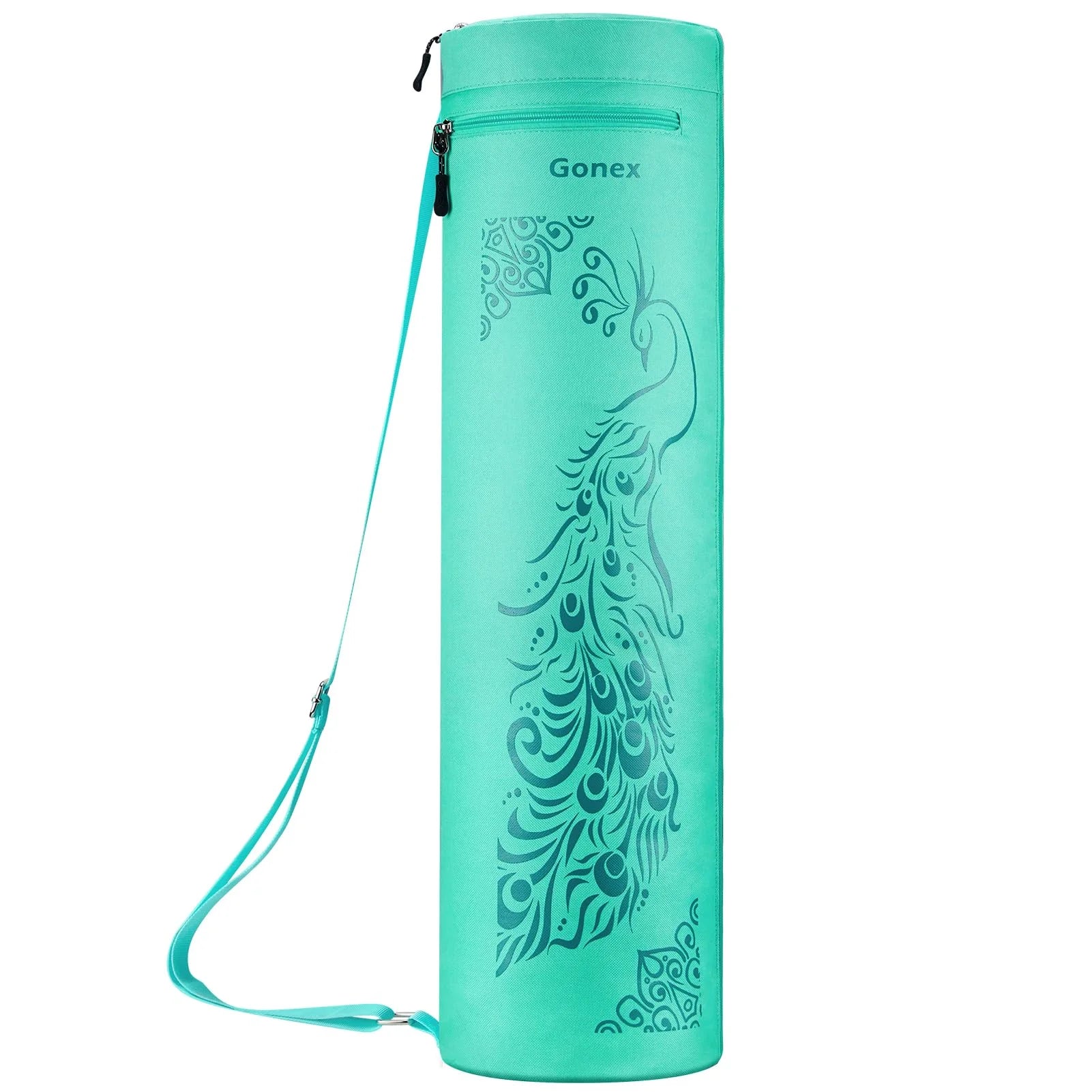 gonex-yoga-mat-bag-with-peacock-pattern-28-x-7-diameter image 2